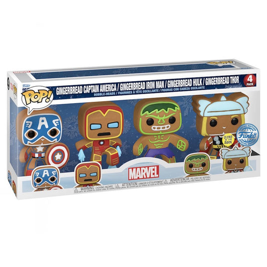 Funko Pop! Marvel - Gingerbread Captain America / Iron Man / Hulk / Thor - Pack Glow In The Dark (Special Edition)