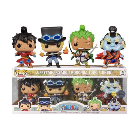Funko Pop! One Piece - 4 Pack - LuffyTaro - Zoro - Jinbe - Sabo glow In The Dark (Gamestop Exclusive)