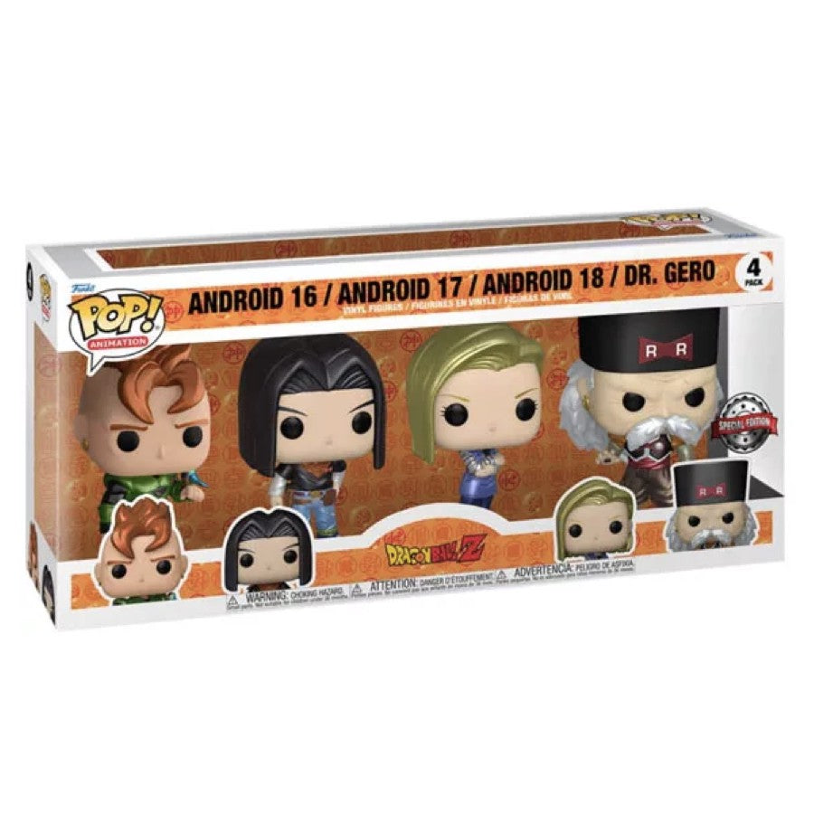Funko Pop! Dragon Ball Z - Android 16/17/18 & Dr Gero 4 Pack Mettalic (Special Edition)